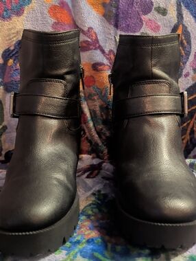 Zodiac Black Women's Ankle Booties with Buckle Strap